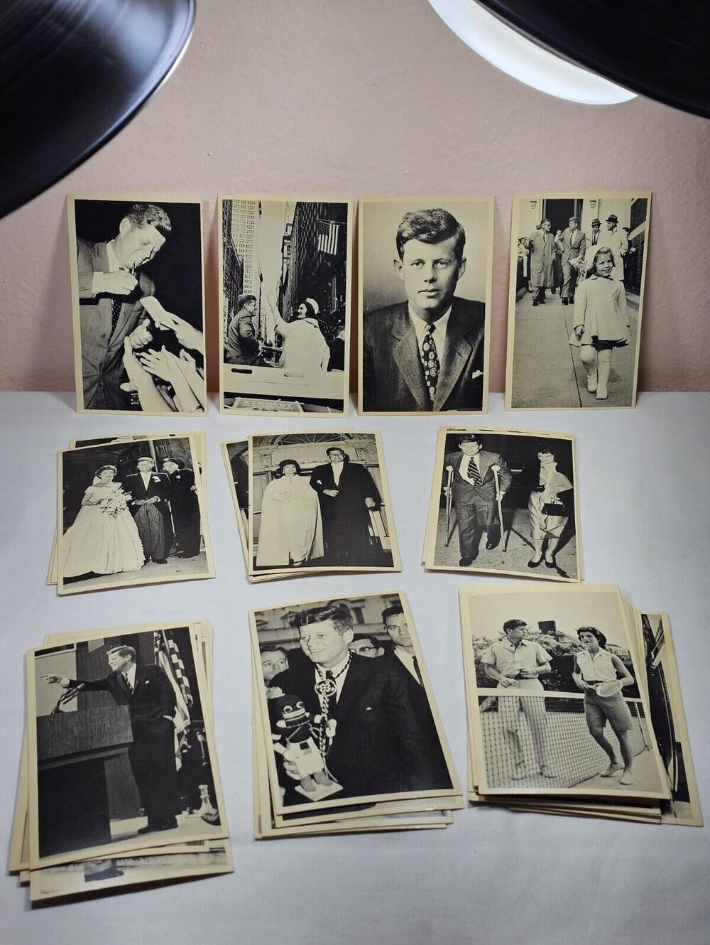 Vintage Lot Of 39 John F Kennedy and Family Black And White Photo Info Cards - Picture 1 of 7